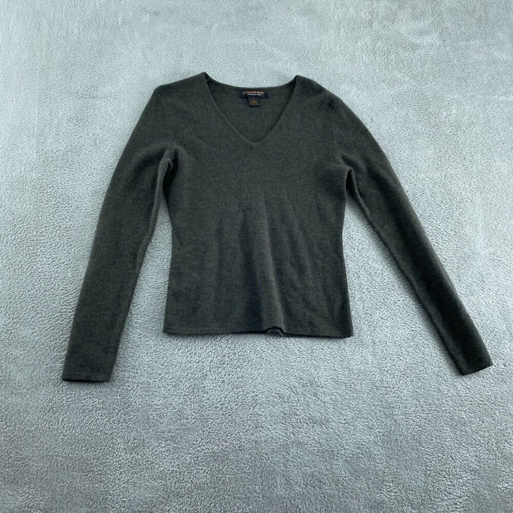 A. Giannetti Womens V-Neck Sweater M 100% Merino Wool Dark Gray 5050
